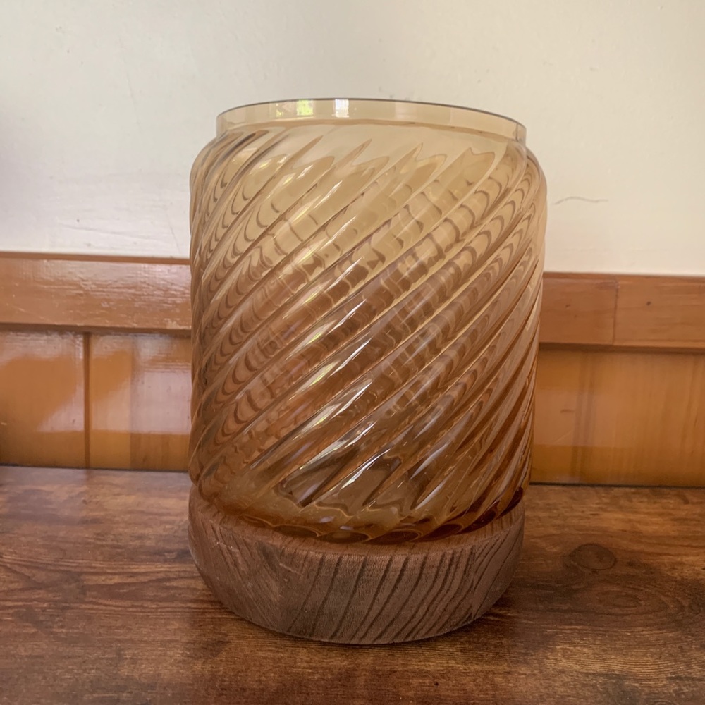 Threshold Glass Hurricane with Wood base